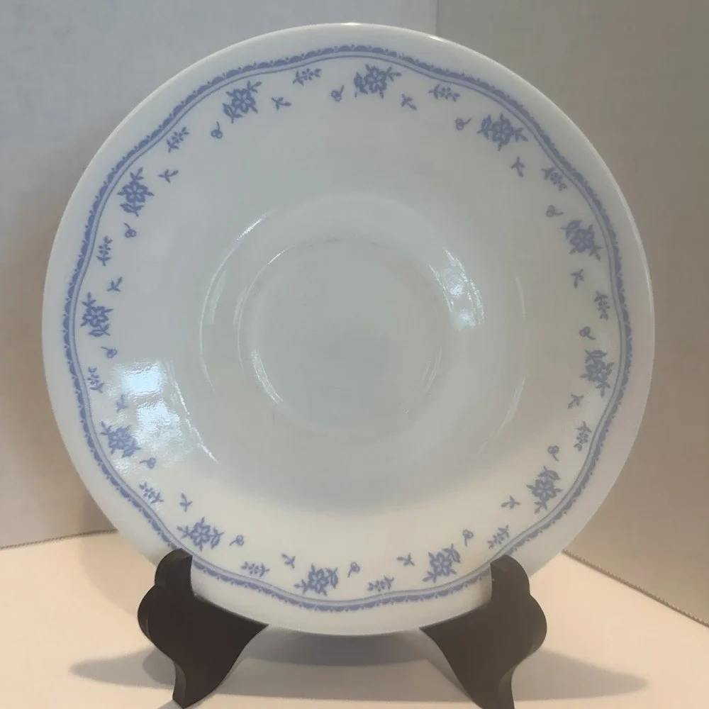 Pyrex Coffee Mug w/ matching Correlle Saucer Morning Blue Pattern Set Of 4 - Picture 6 of 9